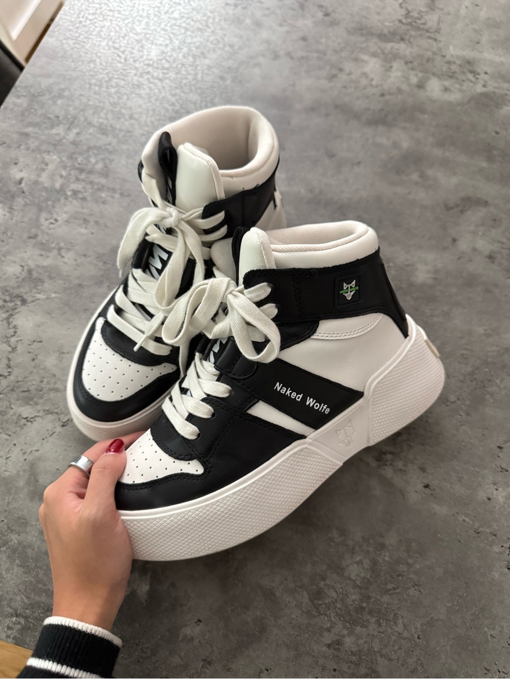 Naked Wolfe Phantom High-cut leather sneakers — US6.5W